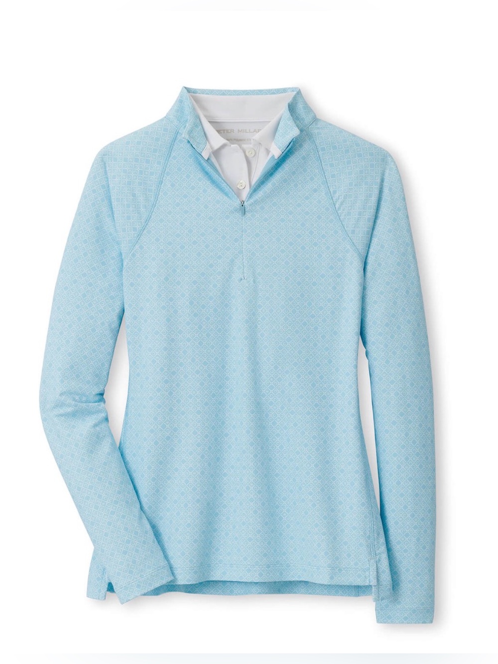 NWT Peter Millar Perth Quarter Zip Pullover, Crown Print, Skylight Blue, Medium